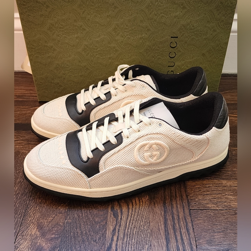$1010 Brand New Gucci MAC80 Men's Sneaker Off White Black Sz G12 US13